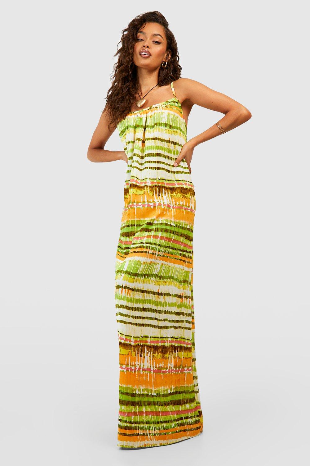 Stripe Ombre Strappy Maxi Dress