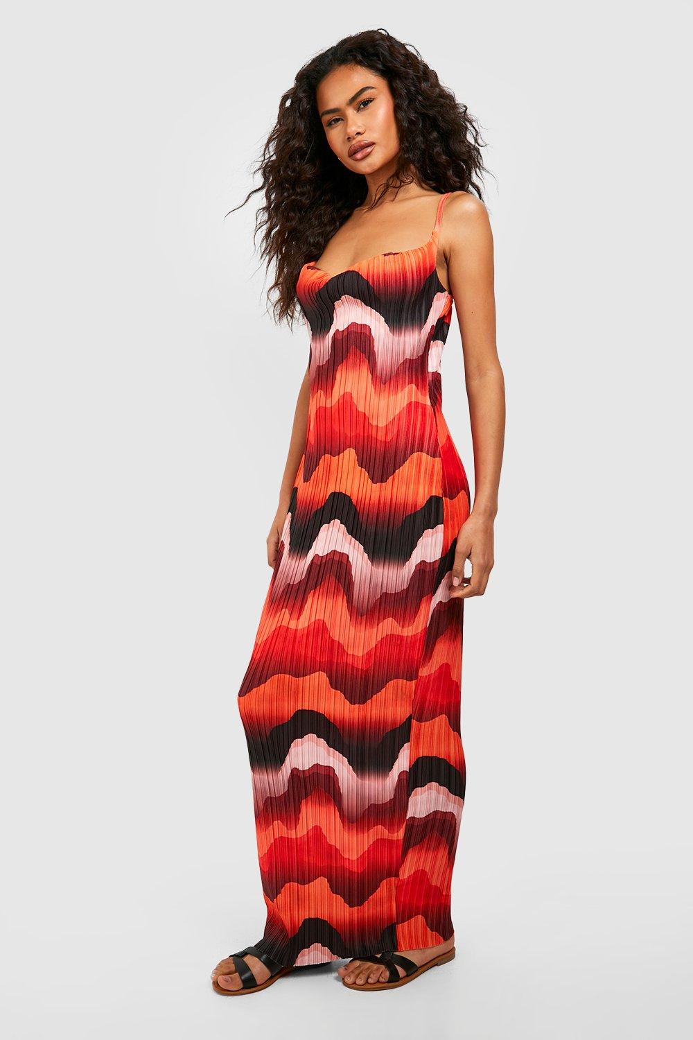 Abstract Plisse Maxi Dress