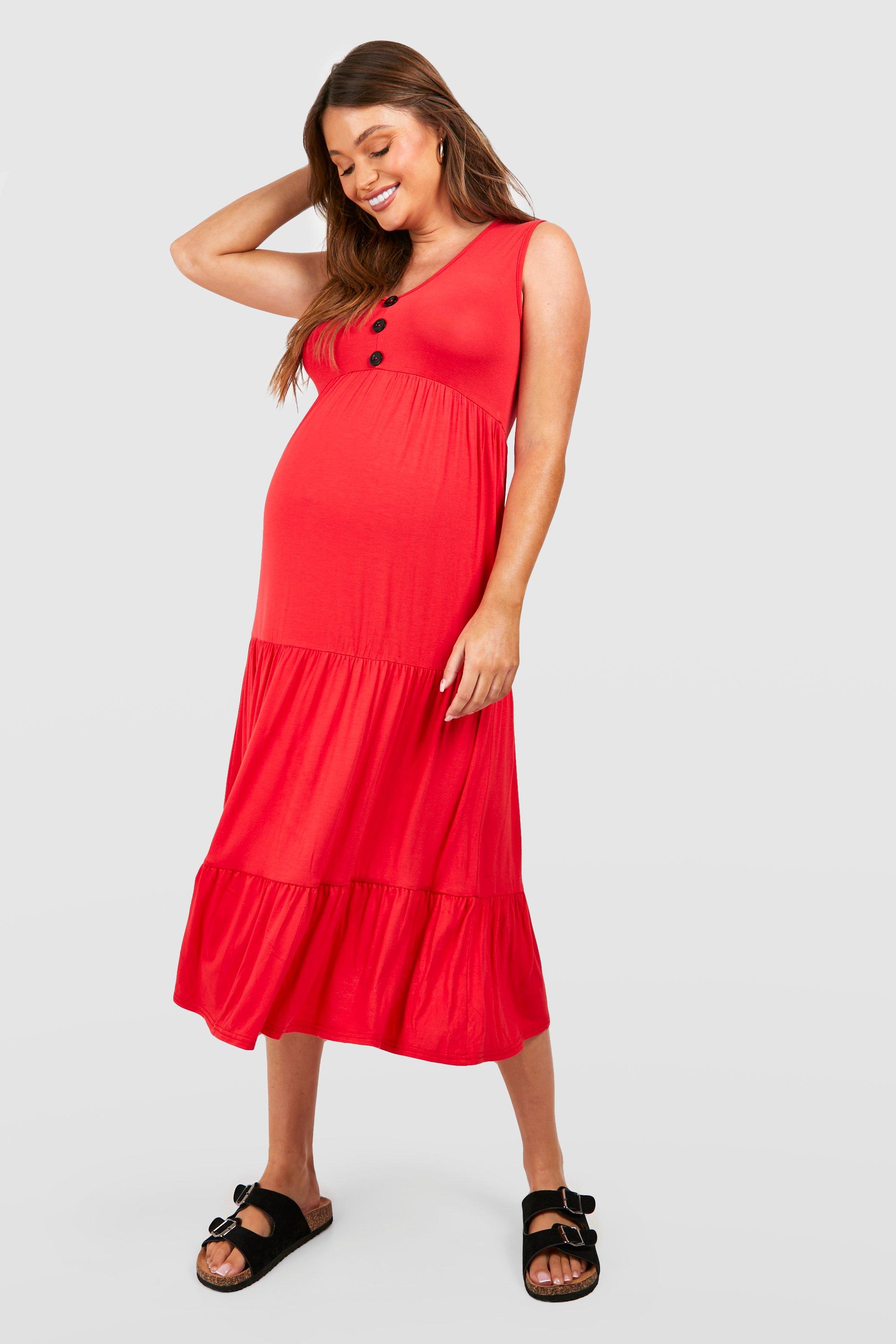 Maternity Button Down Smock Midi Dress