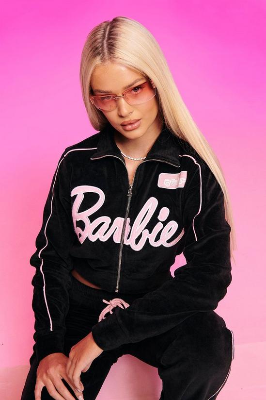boohoo Barbie Velour Cropped Zip Through Jacket 1