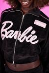 boohoo Barbie Velour Cropped Zip Through Jacket thumbnail 4