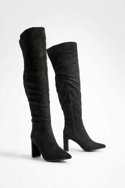 Wide Fit Block Heel Thigh High Boots