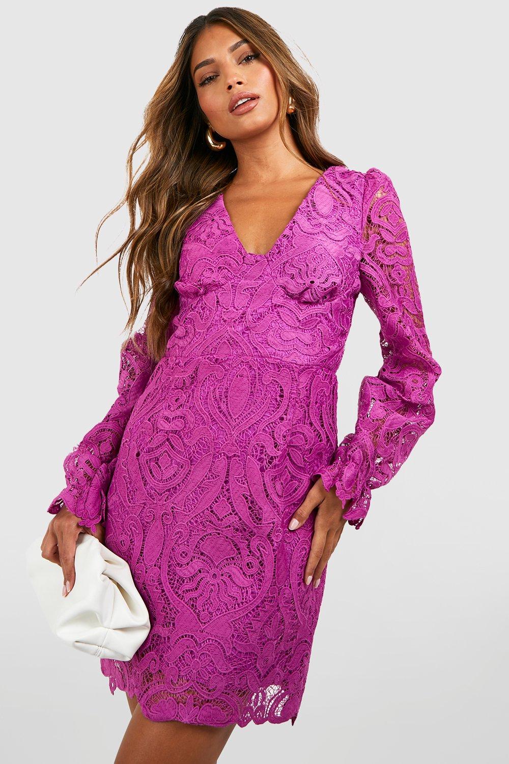 Premium Lace Blouson Sleeve Mini Dress