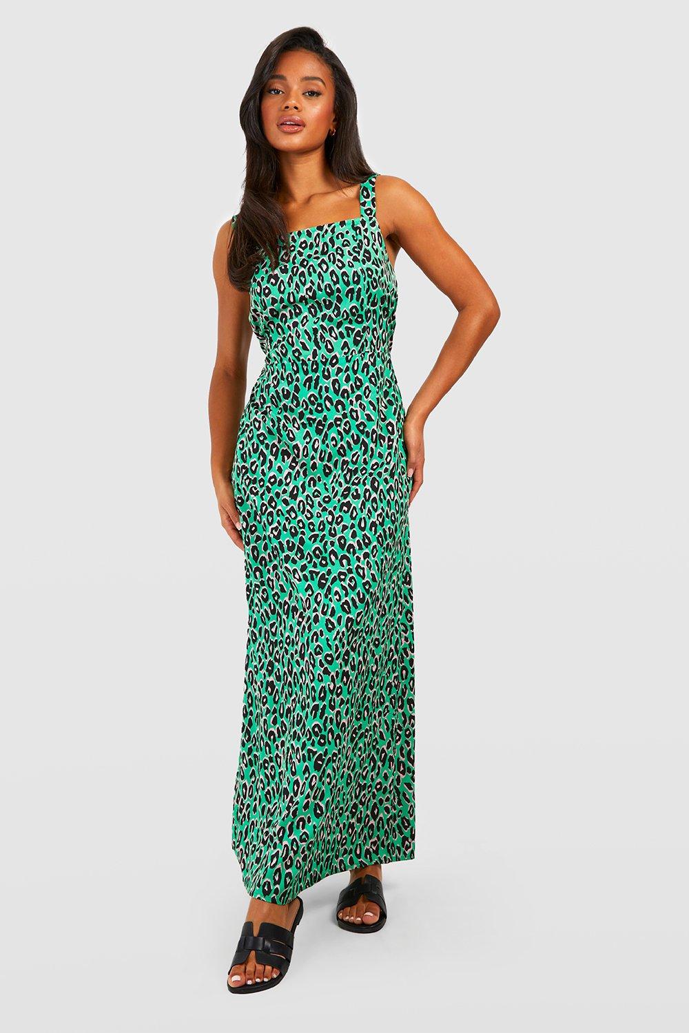 Leopard Print Strappy Maxi Dress