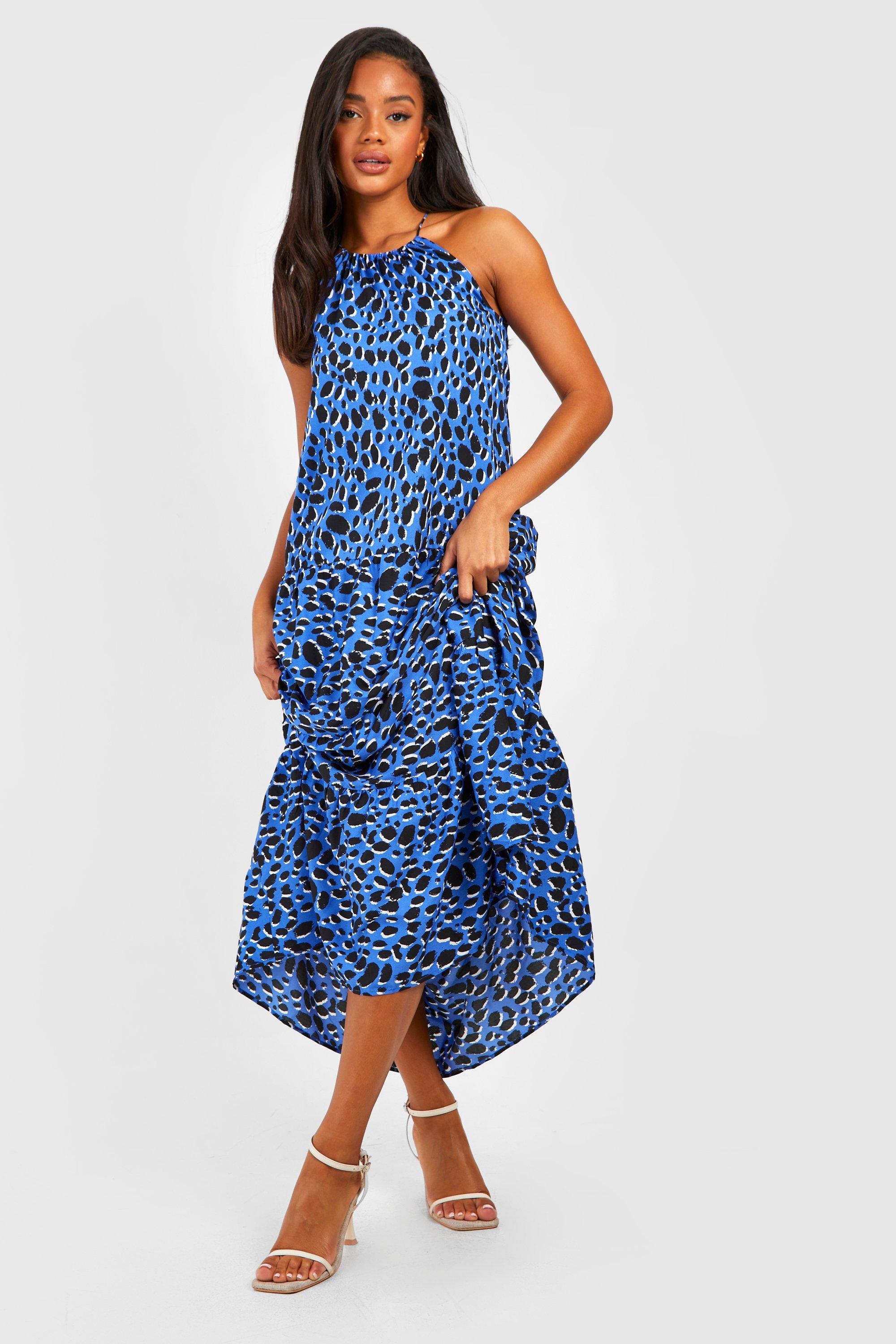 Leopard Halterneck Tiered Maxi Dress