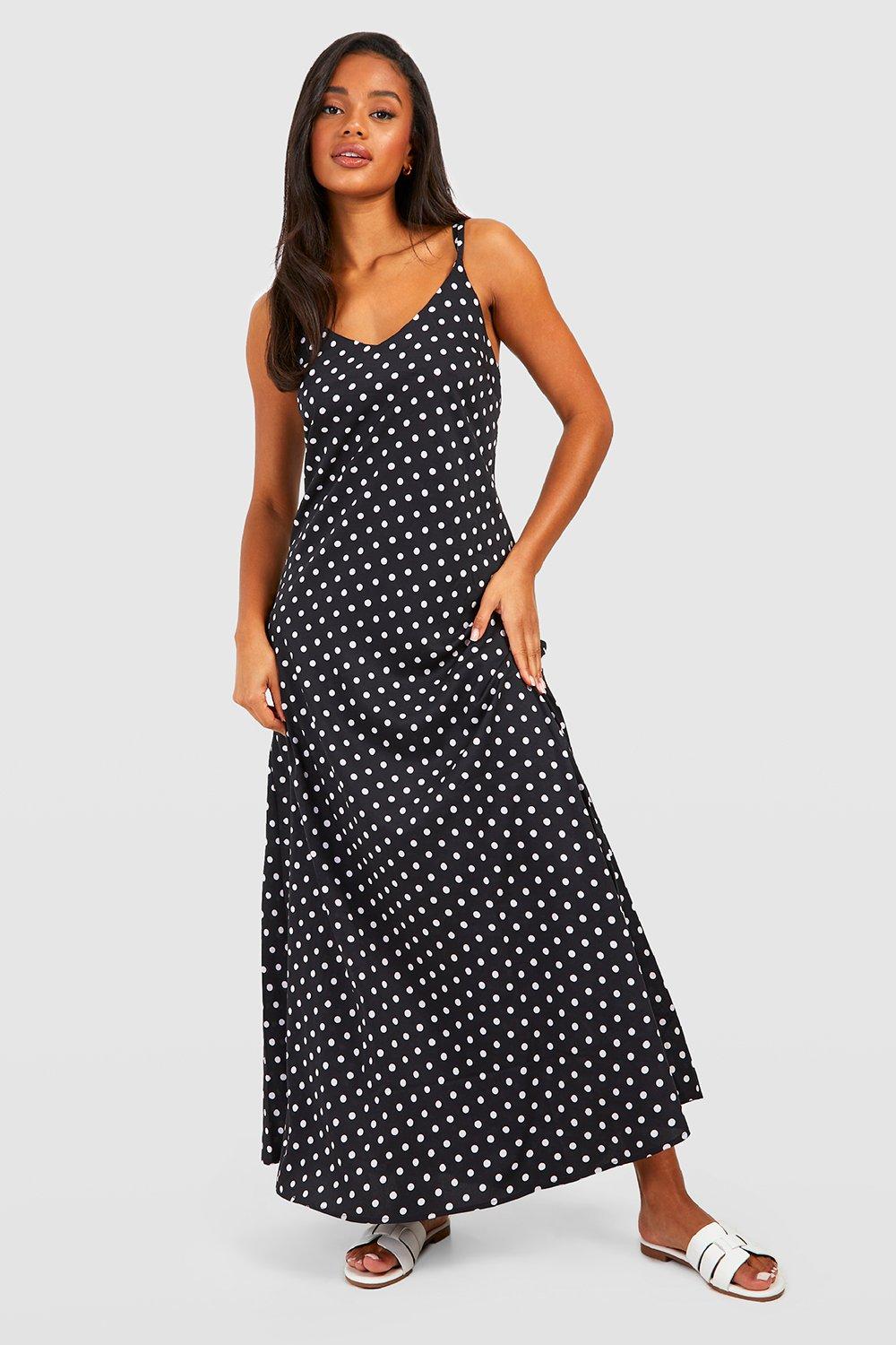 Spot Print Strappy Maxi Dress
