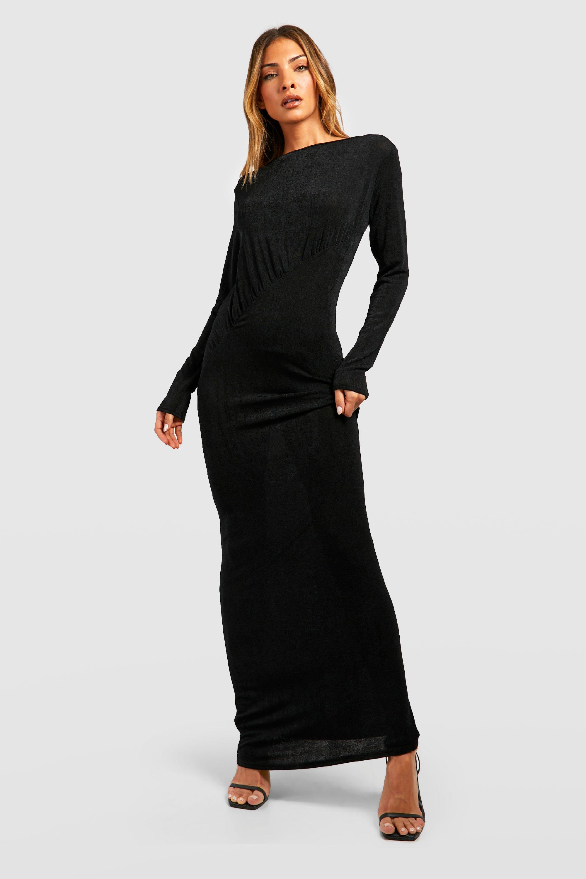Textured Slinky Rouched Maxi Dress