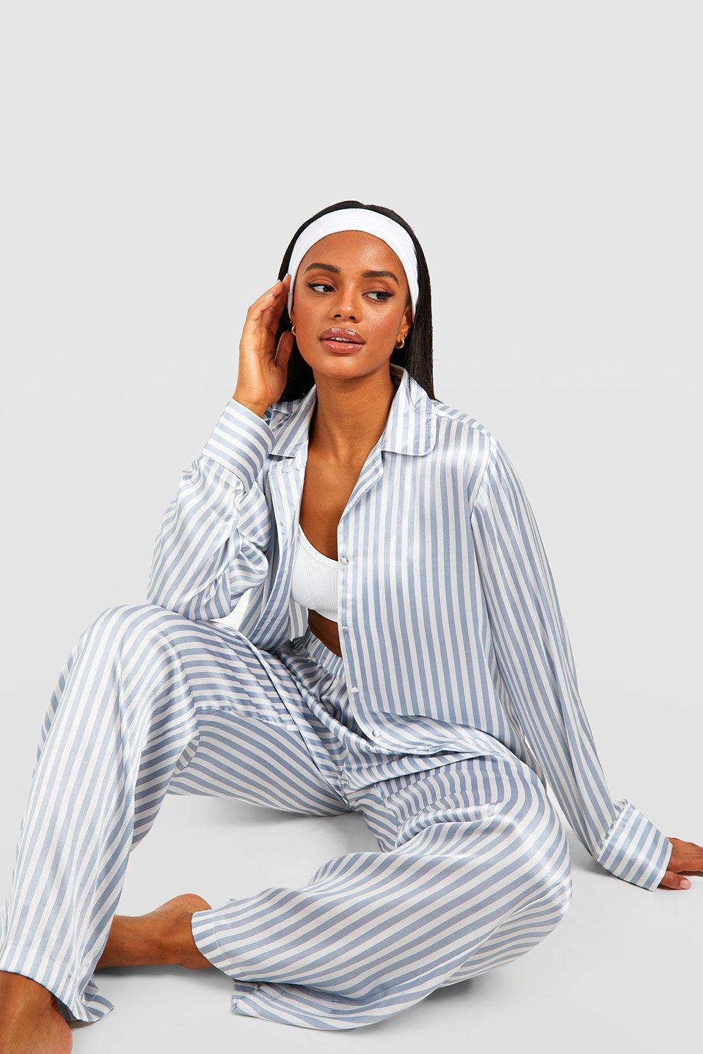 Contrast Stripe Satin Pyjama Trouser Set