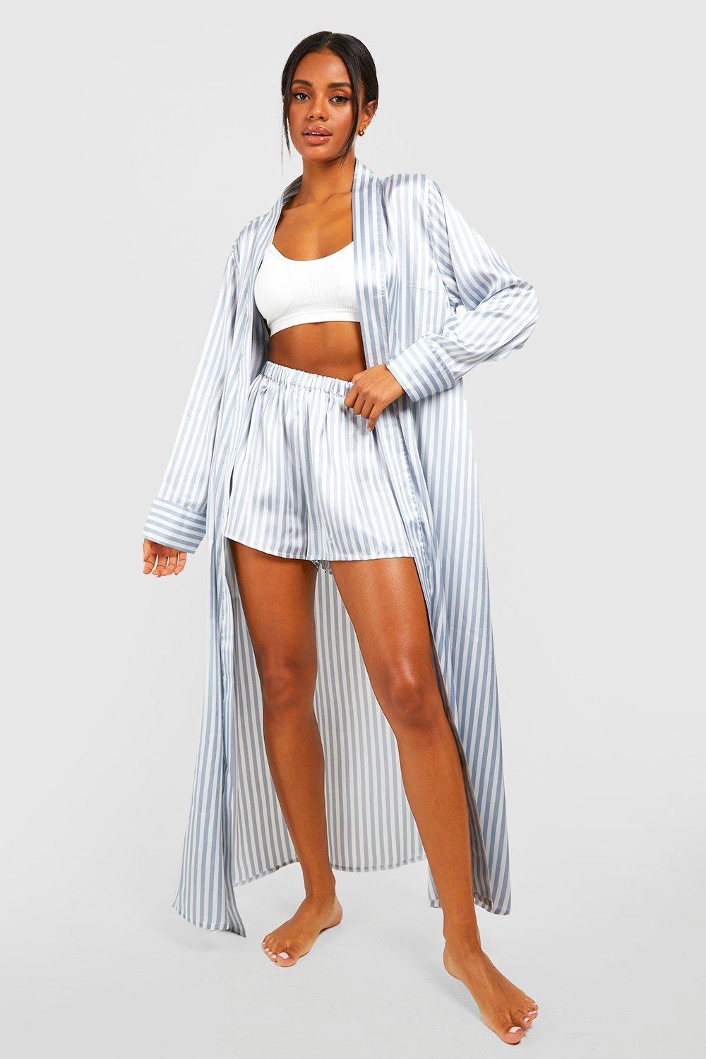Contrast Stripe Satin Maxi Robe