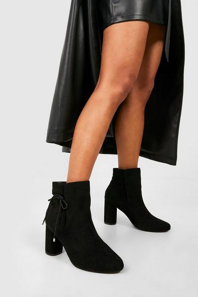 Wide Fit Bow Detail Ankle Boots