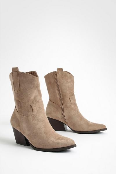 Tab Detail Casual Ankle Cowboy Boots