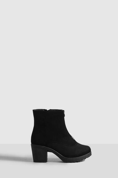 Wide Fit Zip Front Ankle Boots