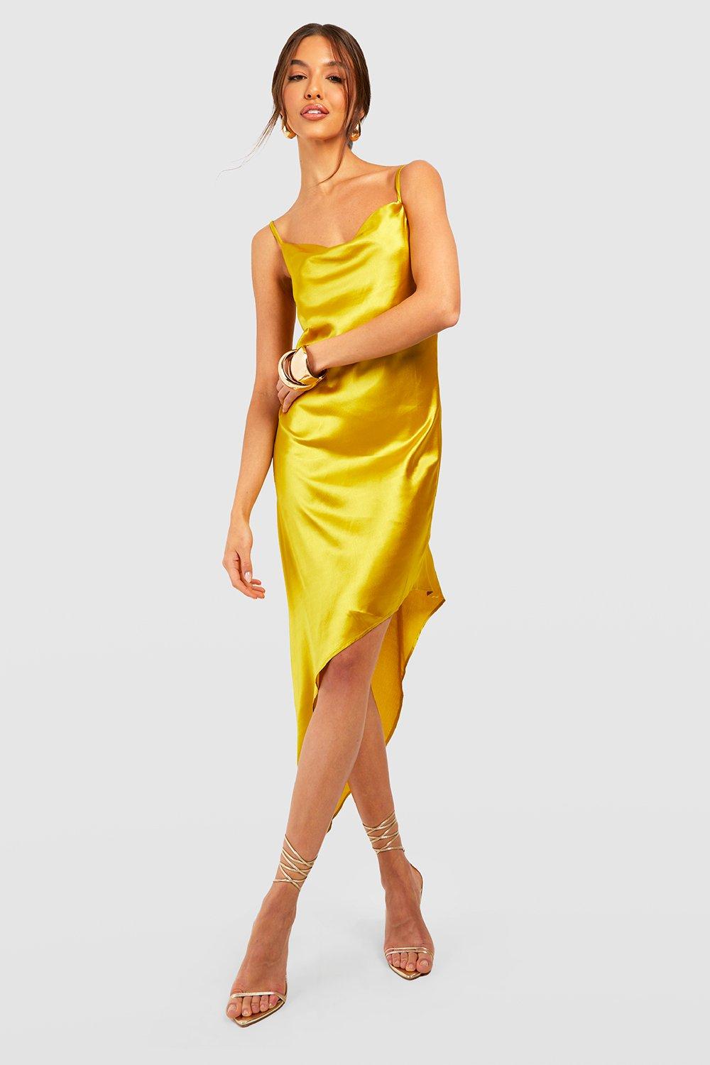 Satin Asymmetric Slip Dress