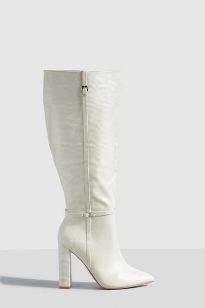 Wide Fit Block Heel Pointed Toe Knee High Boots
