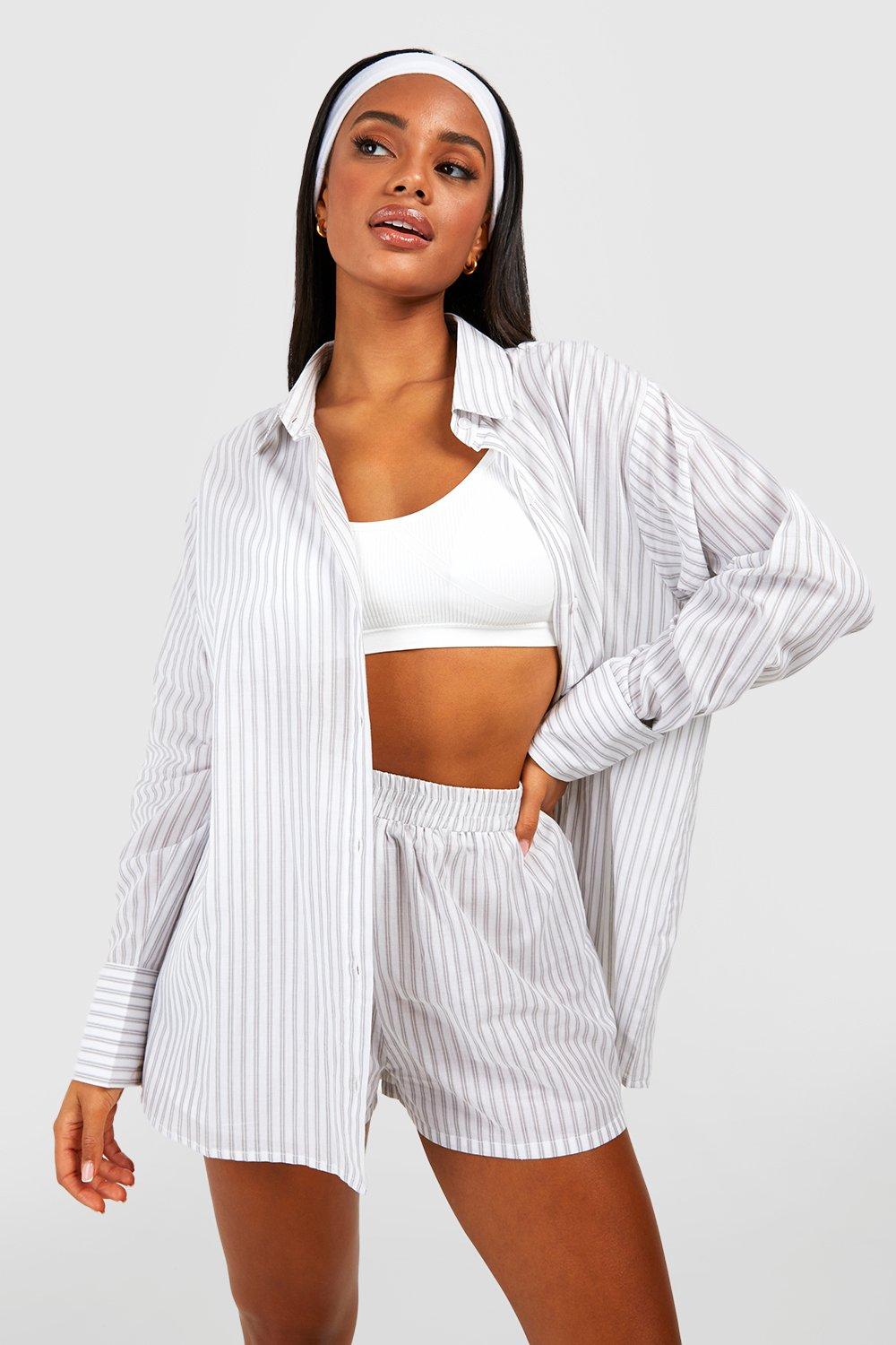 Cotton Stripe Oversized Pyjama Shirt
