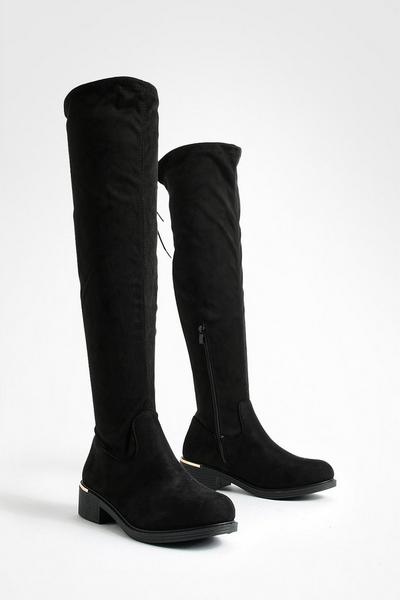Metal Heel Detail Stretch Over The Knee Boots