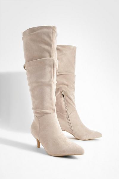 Low Stiletto Knee High Slouchy Boots