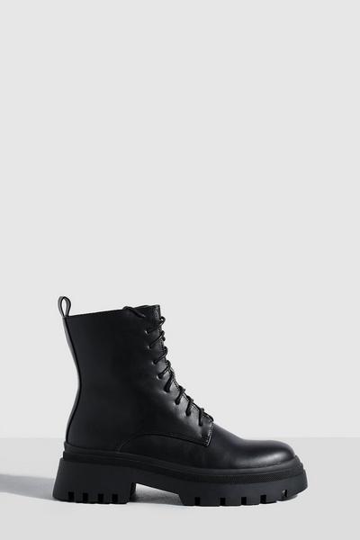 Chunky Sole Lace Up Biker Boots
