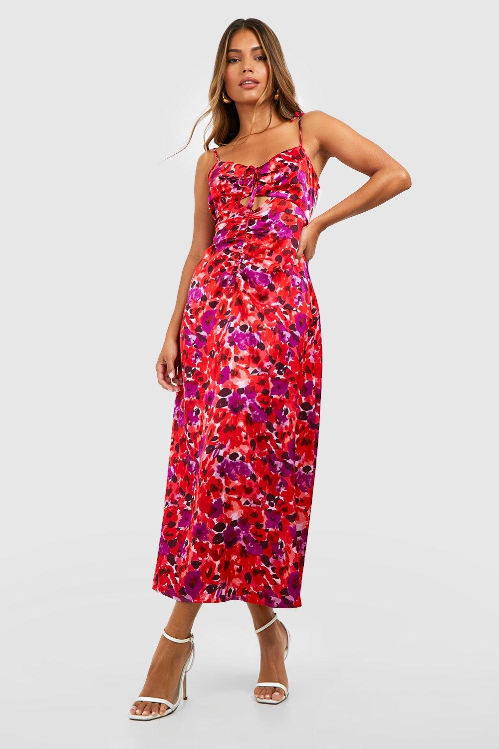 Floral Ruched Midaxi Dress