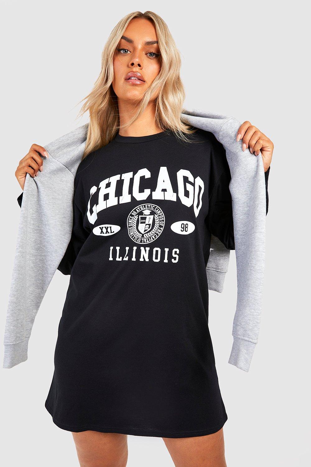 Plus Chicago Long Sleeve T-shirt Dress