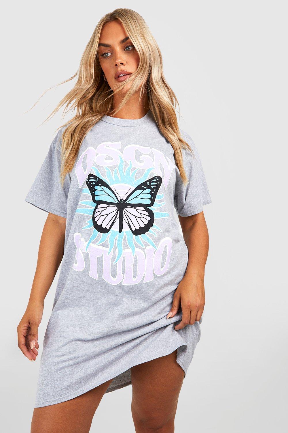 Plus Dsgn Studio Butterfly T-shirt Dress