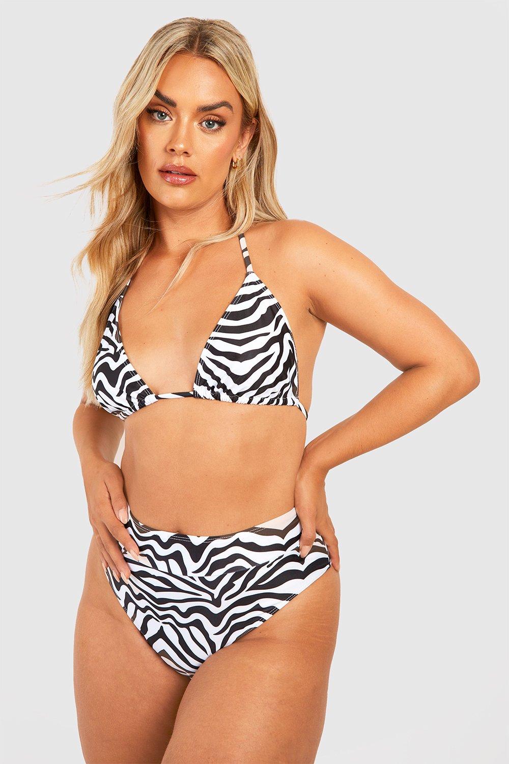 Plus Zebra Print High Waisted Bikini Brief
