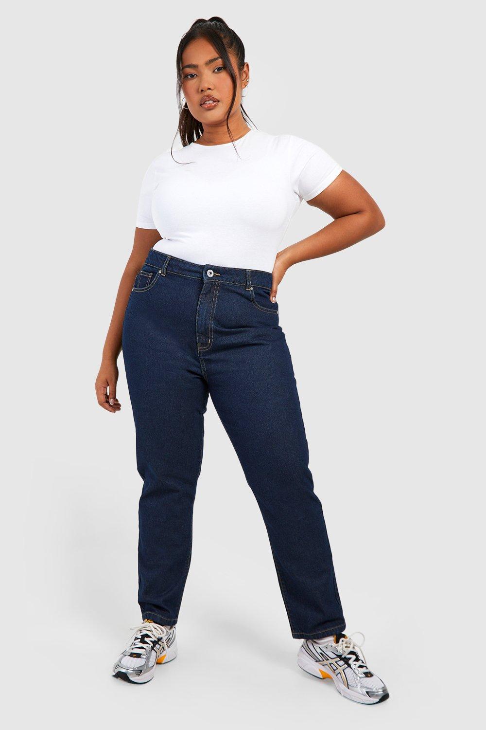 Plus Basics High Waisted Slim Fit Mom Jeans