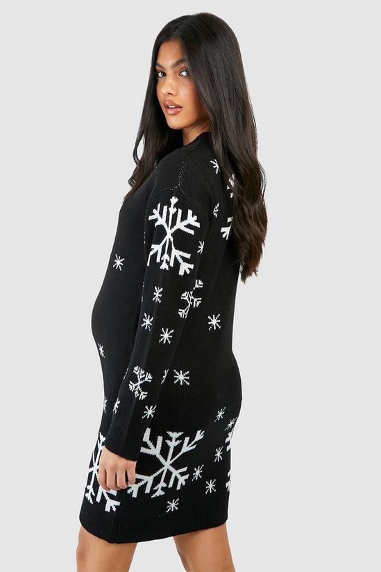 boohoo Maternity Snowflake Christmas Jumper Dress 2