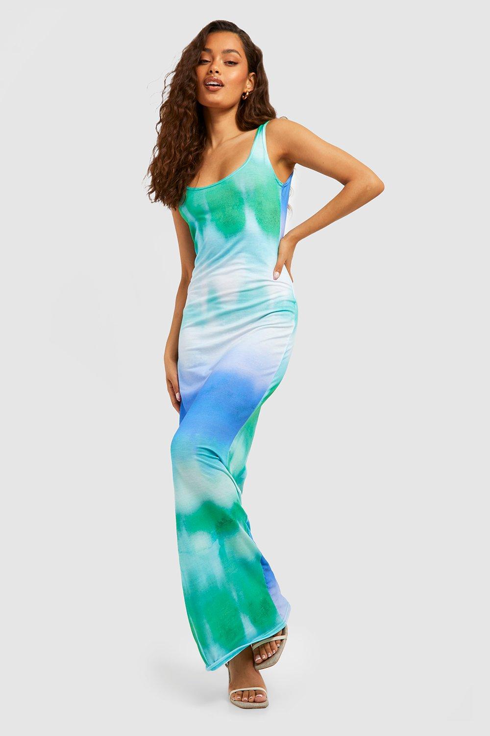 Abstract Scoop Neck Maxi Dress