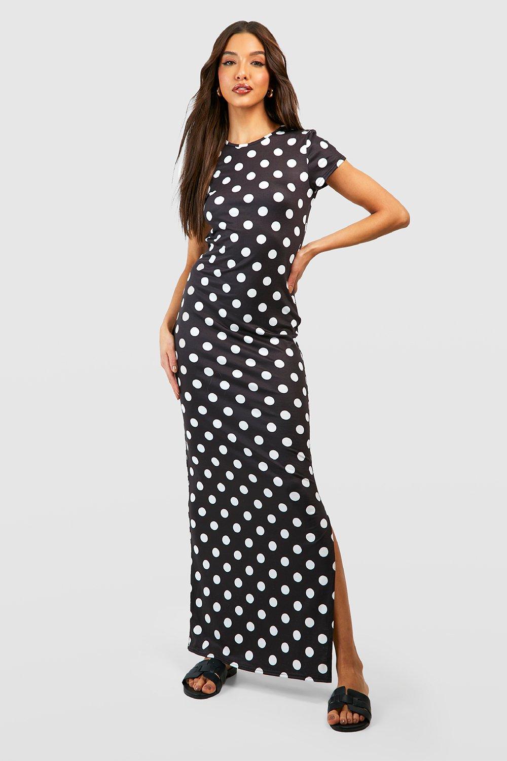 Polka Dot Cap Sleeve Maxi Dress