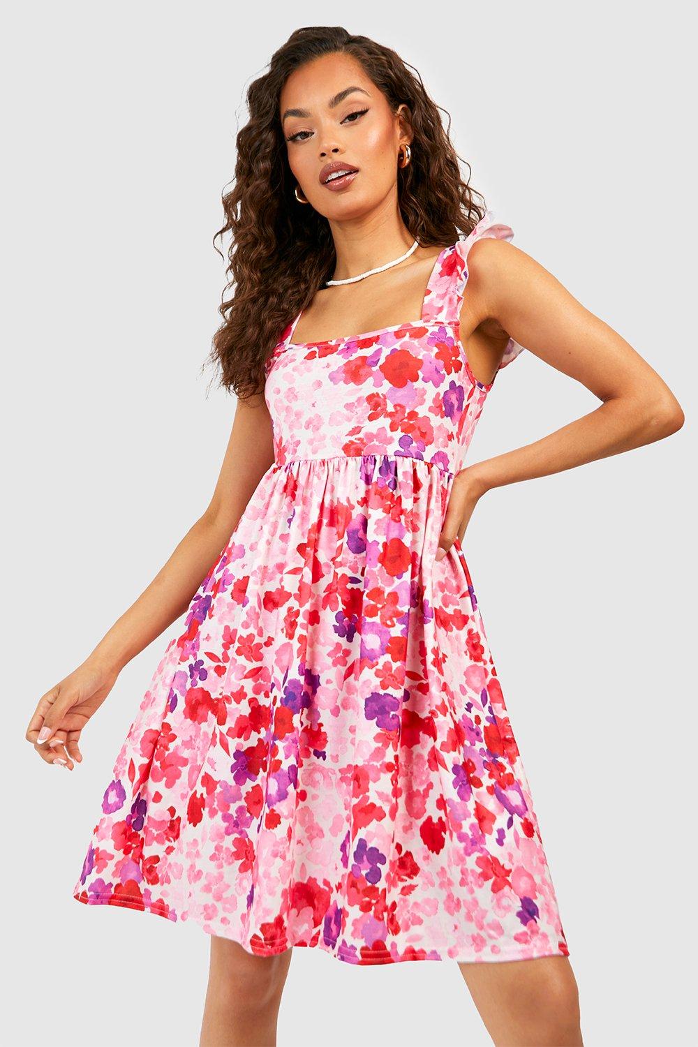 Ditsy Floral Ruffle Smock Dress