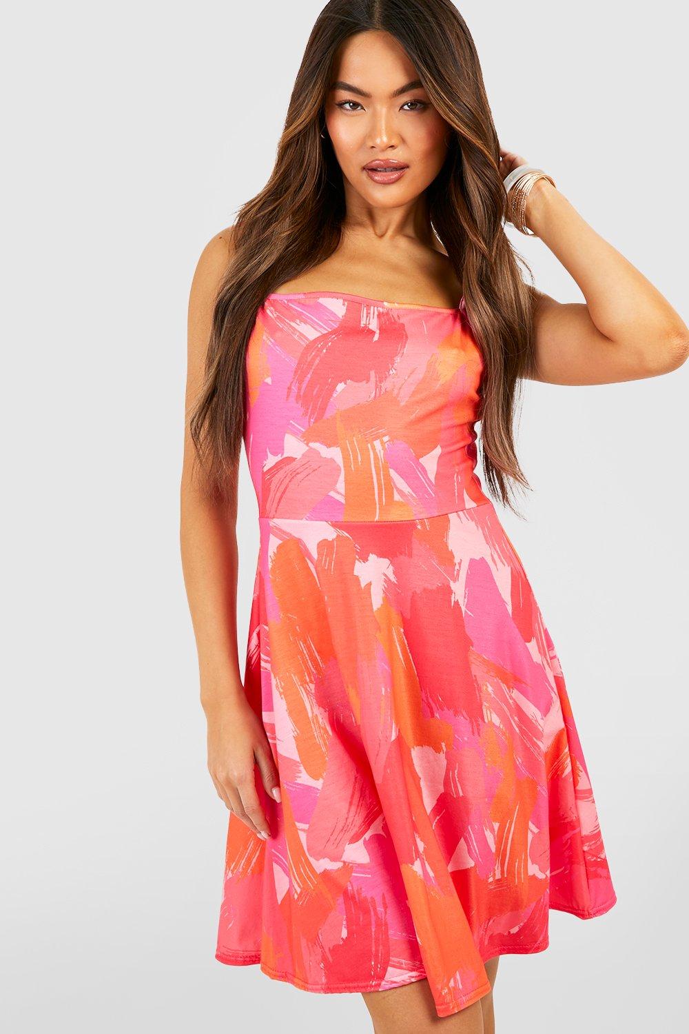 Abstract Printed Swing Dress