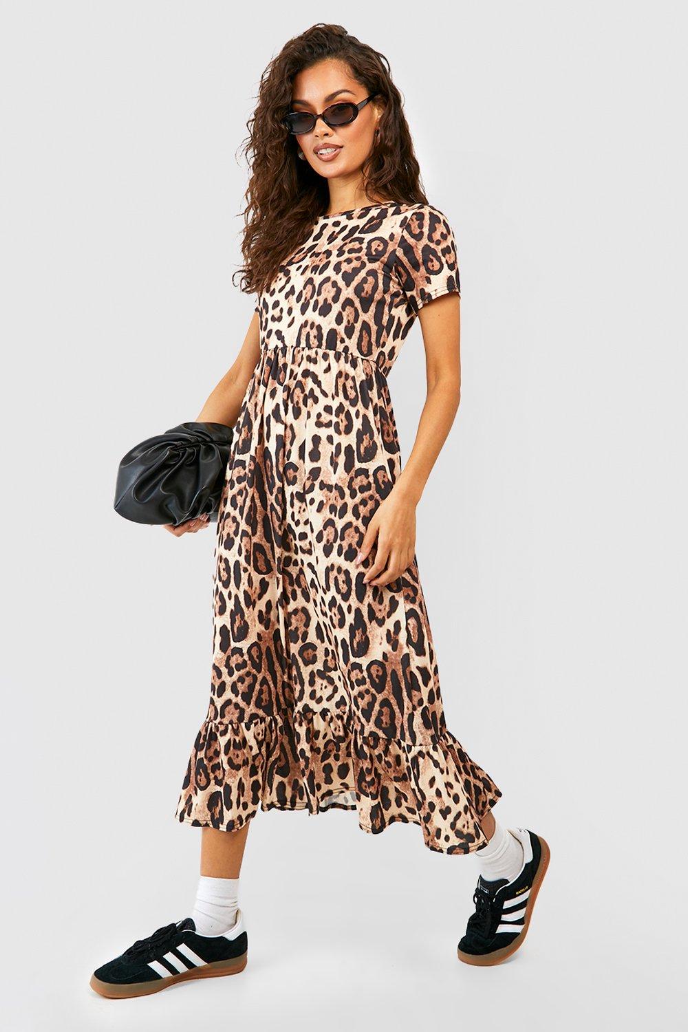 Leopard Midi Smock Dress