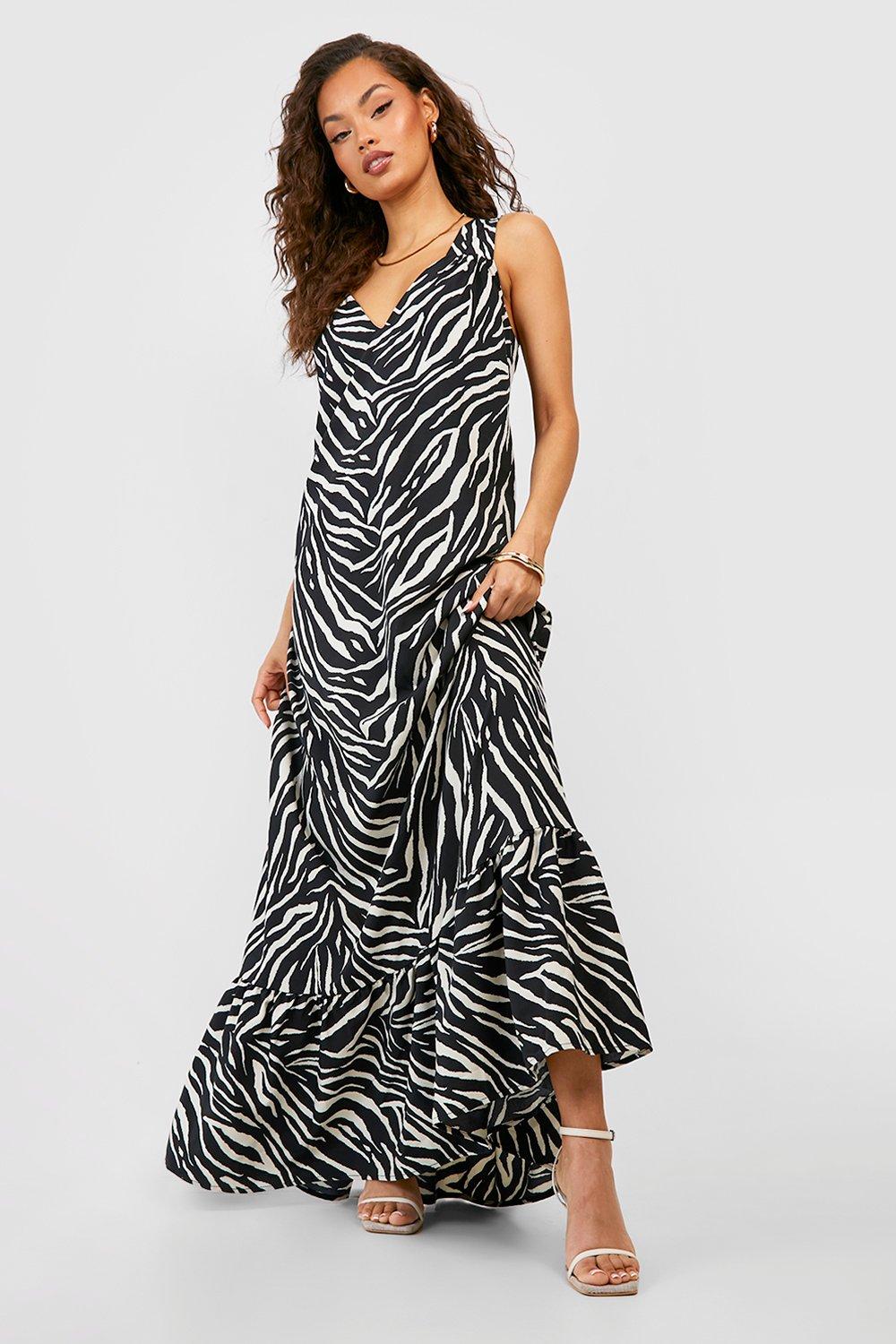 Trapeze Zebra Maxi Dress