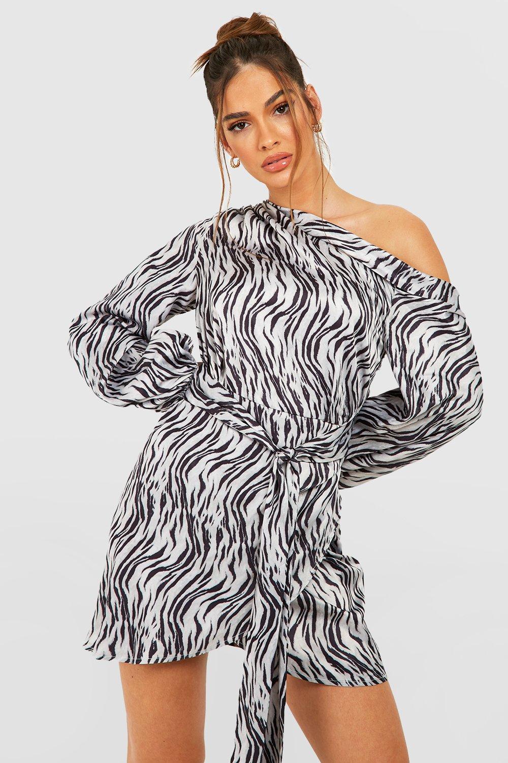 Zebra Wrap Mini Dress