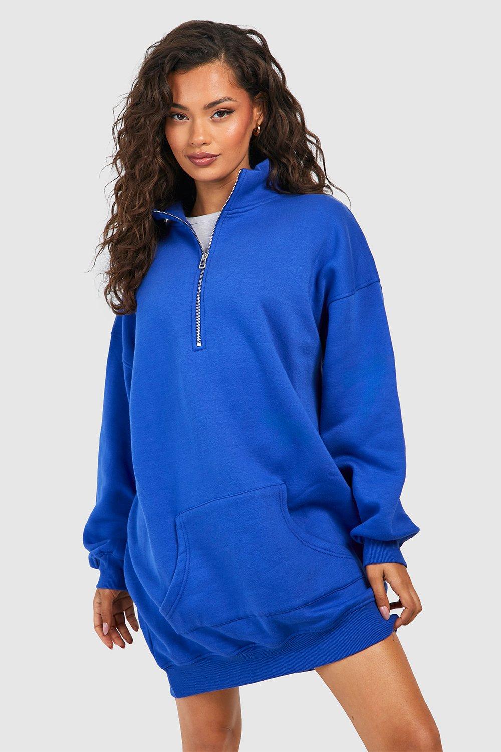 High Neck 1/2 Zip Fitted Sweat Dress