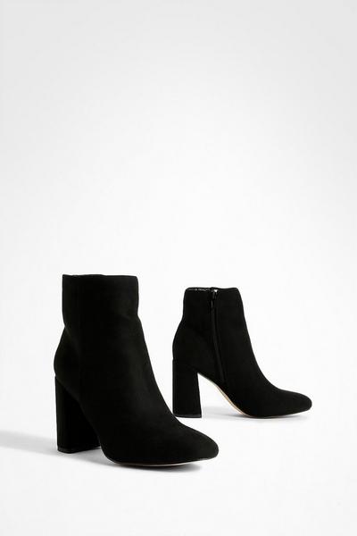 Round Toe Block Heel Faux Suede Ankle Boots