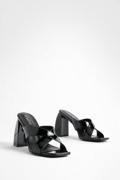 Crossover Strap Heeled Mules