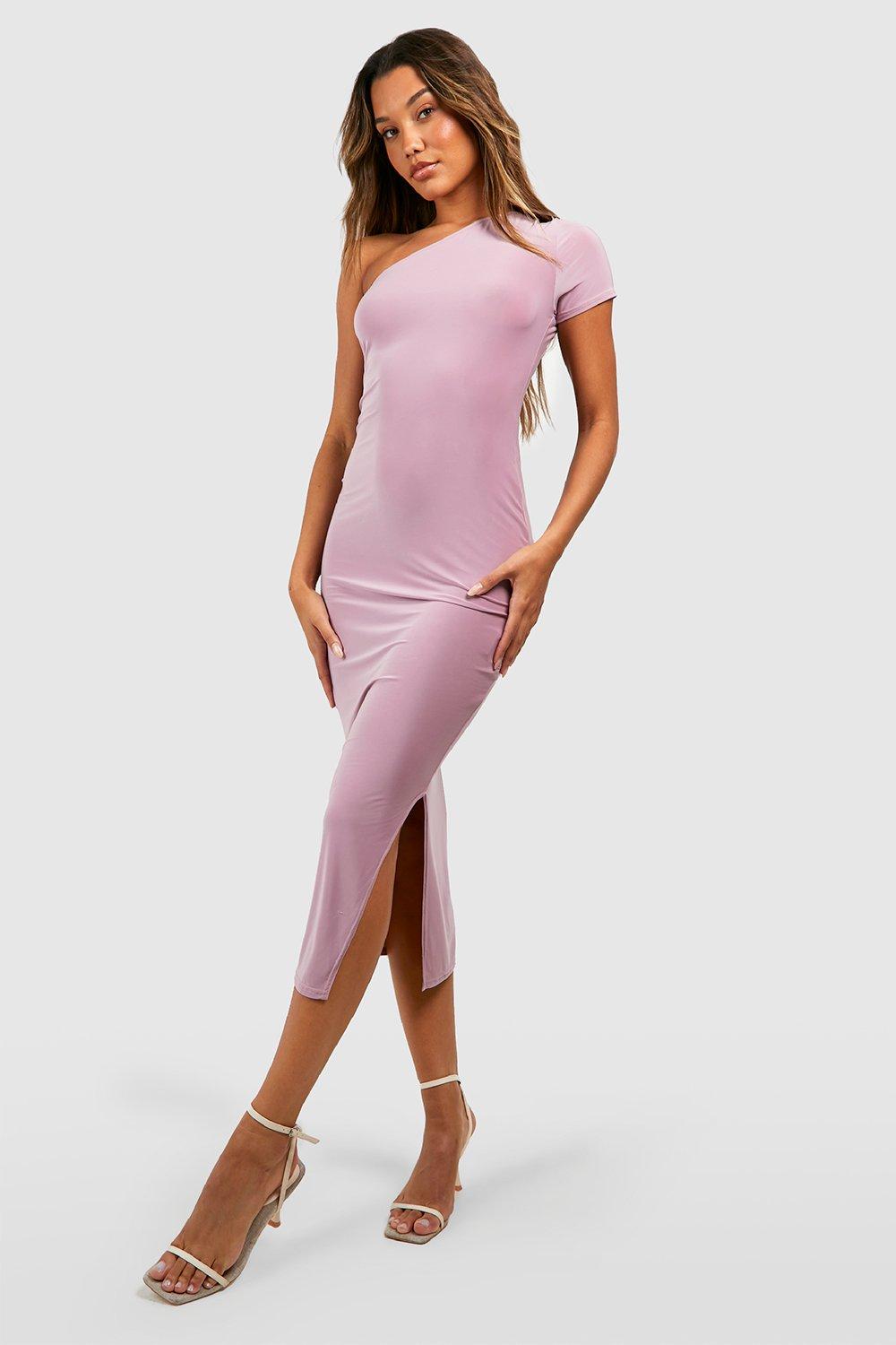 Slinky Cap Sleeve Asymmetric Midaxi Dress
