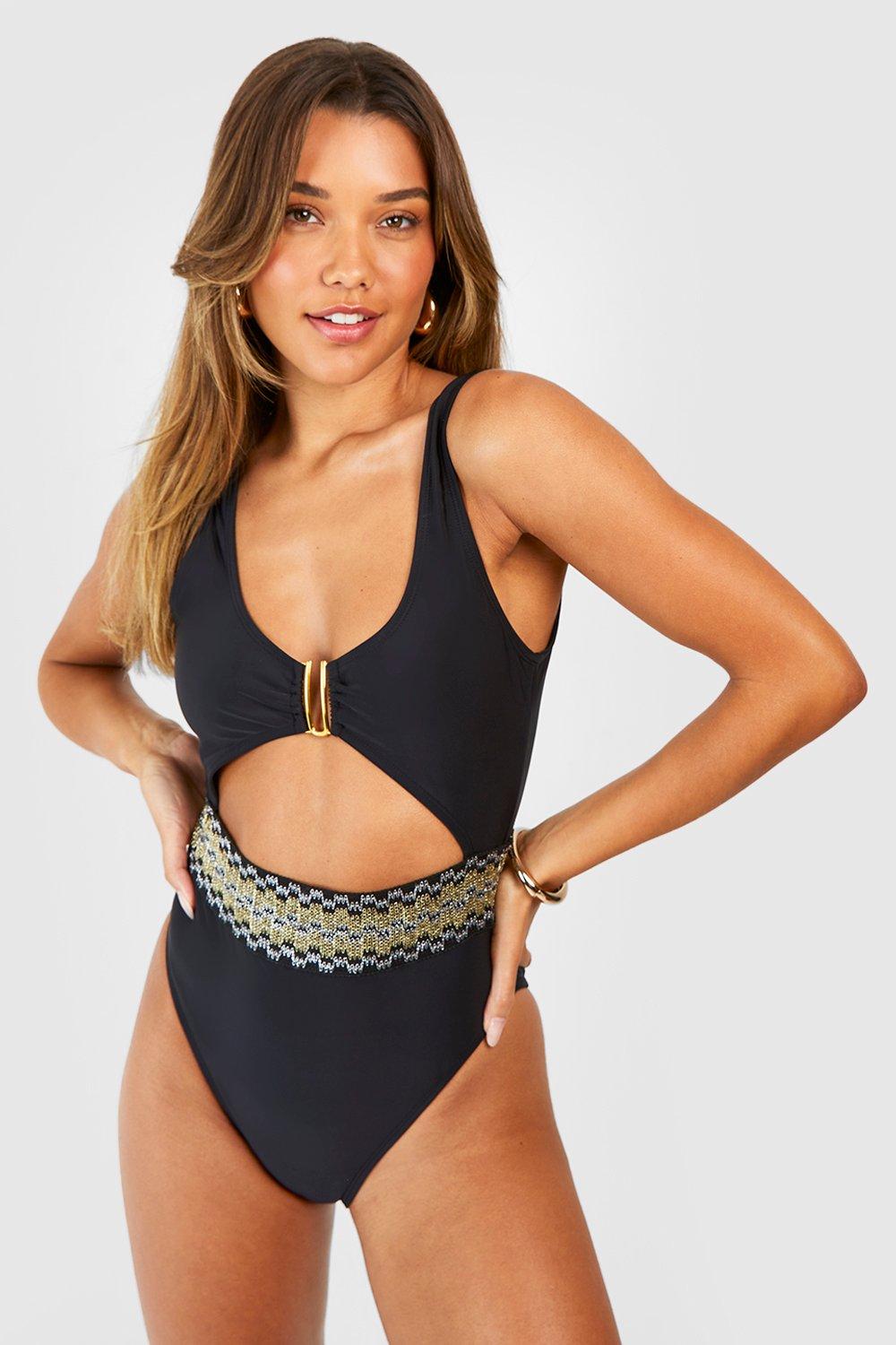 Embroidered Tape Cut Out Swimsuit