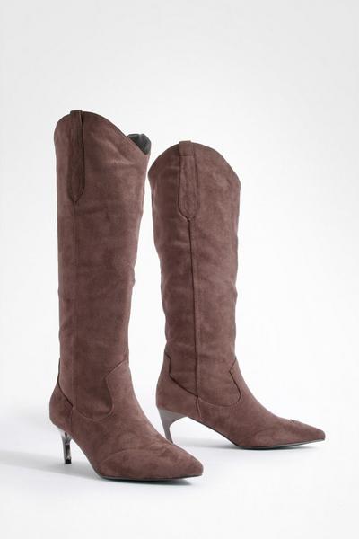 Western Detail Low Knee High Boots