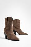 boohoo Wide Fit Stitch Detail Cowboy Boots thumbnail 1