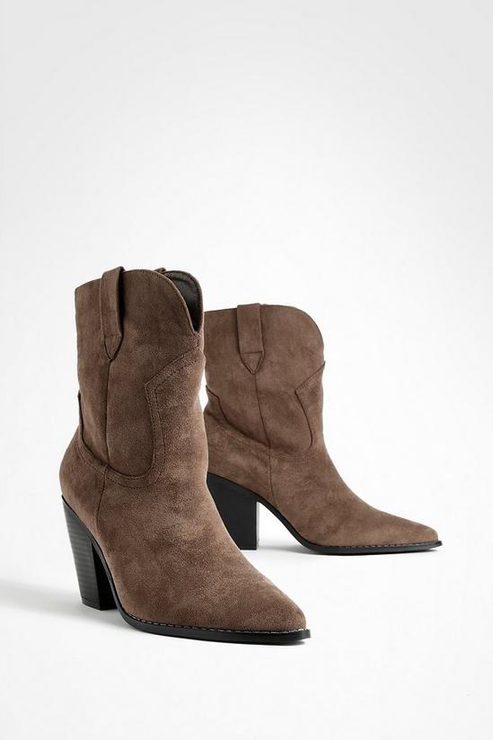 boohoo Wide Fit Stitch Detail Cowboy Boots 1