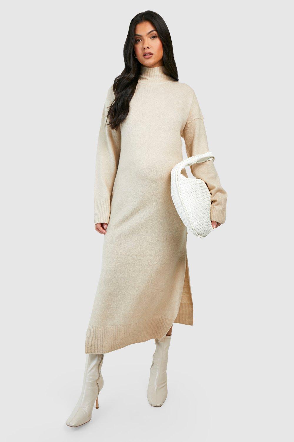 Maternity High Neck Knitted Midaxi Dress