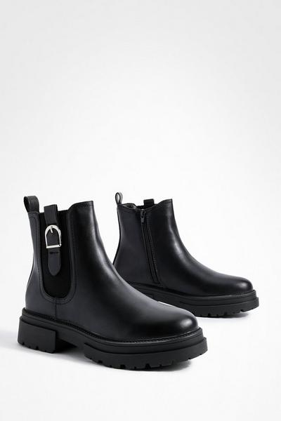 Buckle Detail Chunky Chelsea Boots