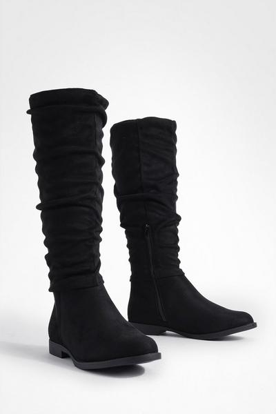 Wide Fit Ruched Knee High Boots