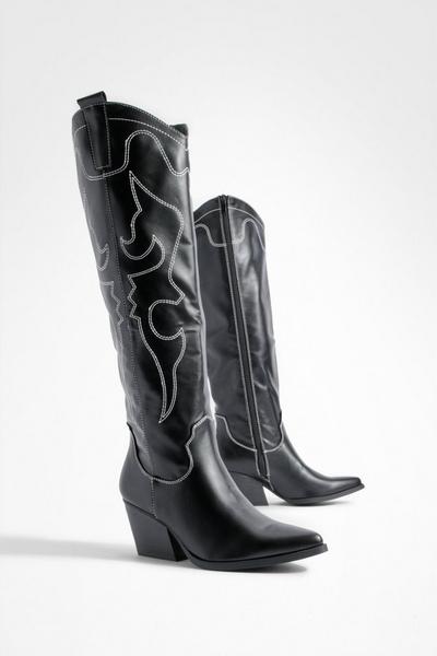 Stitch Detail Western Cowboy Boots