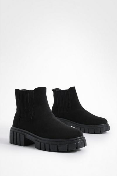Wide Fit Cleated Detail Chunky Chelsea Boots
