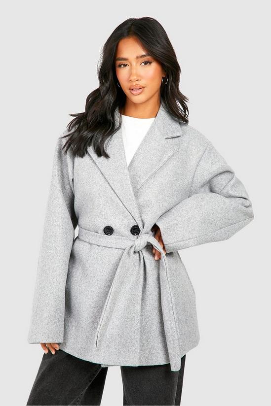 boohoo Petite Wool Look Belted Coat 1