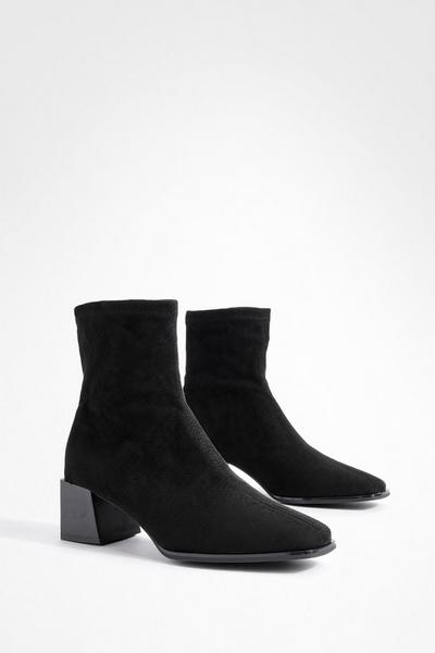 Low Block Heel Faux Suede Ankle Boots